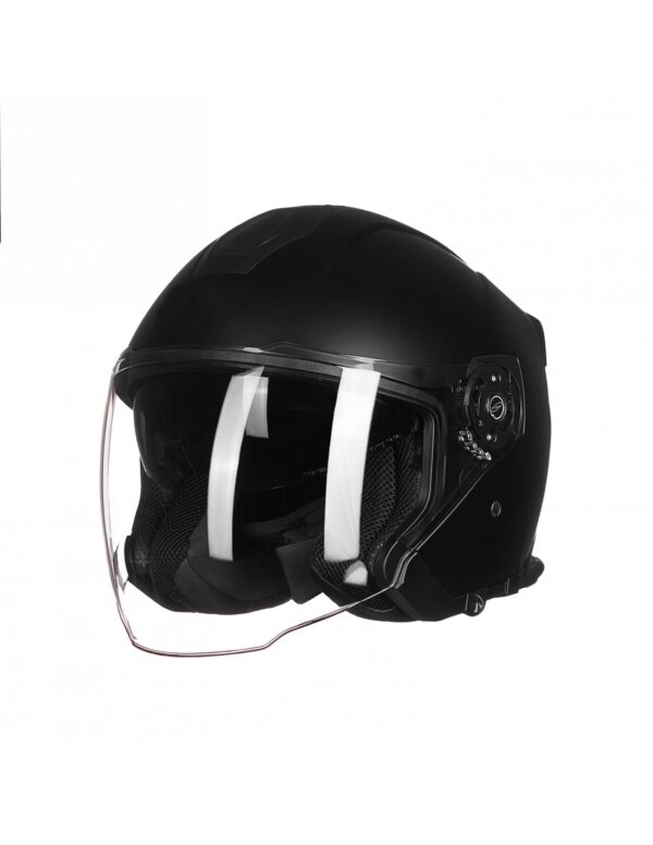 CASCO JET NEGRO MATE CON GAFA SOLAR HOMOLOGACION 22.06